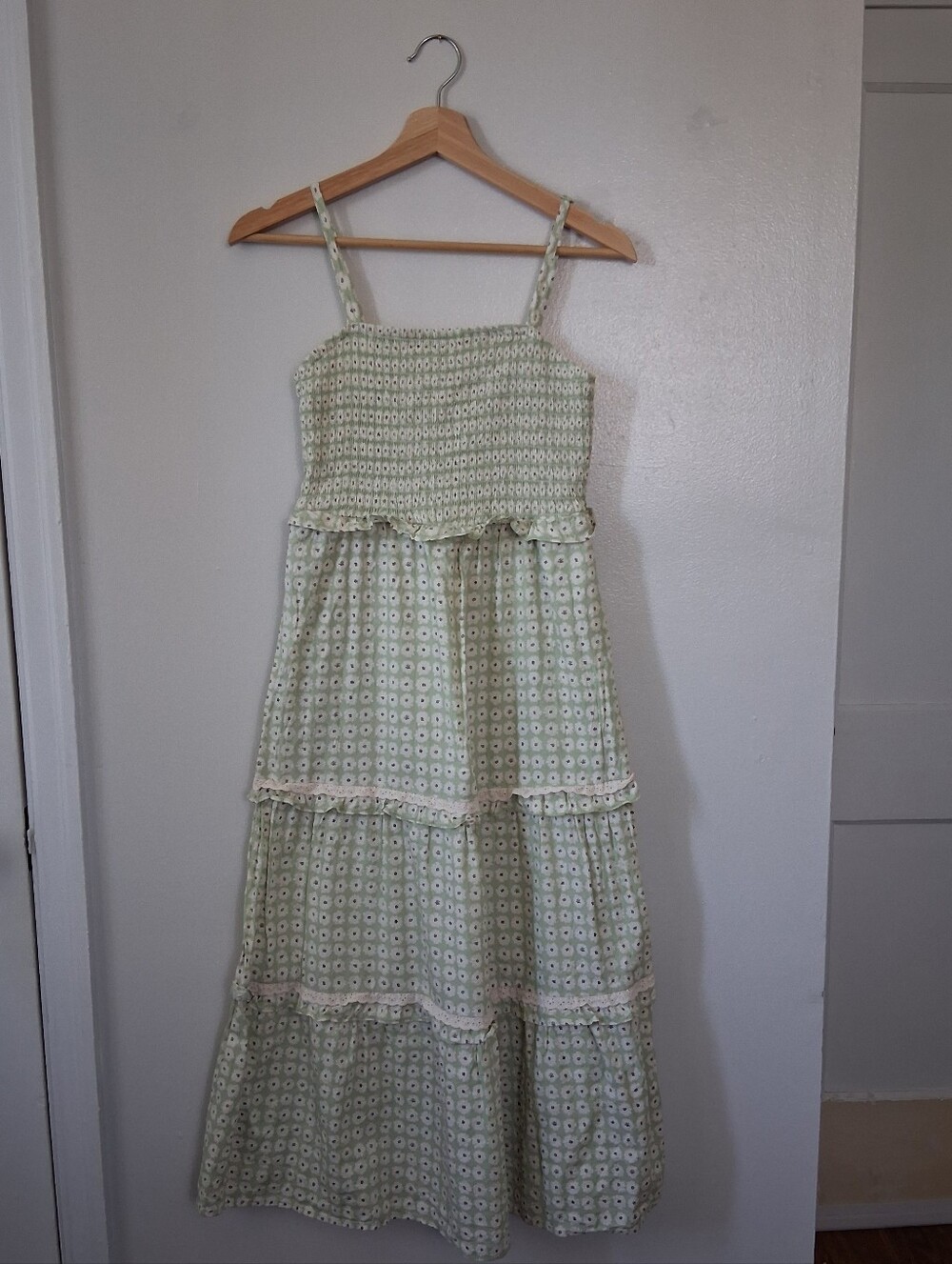 Universal Thread Green Floral TieredDress Cotton & Rayon